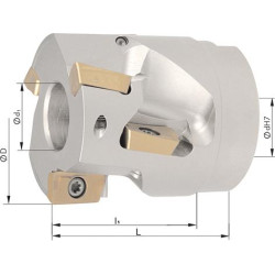 Fraise 2 tailles alésage 90° d3 arrosage central d63mm pour apkt16