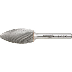 Fraise sur tige carbure forme flamme b 1635 c 6mm 16x35mm format