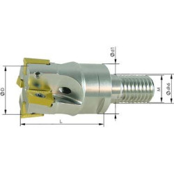 Fraise vissable 90° d5 ar rosage central 32mm pour apkt10