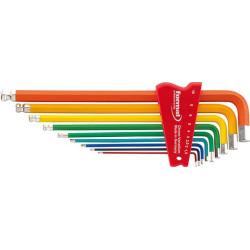 Jeu de clés mâles coudées peintes avec tête sphérique 1,5-10x mm format