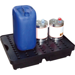 Bac de retention labo pe 40 avec caillebotis 80 x 60 x 16 - 40 l -