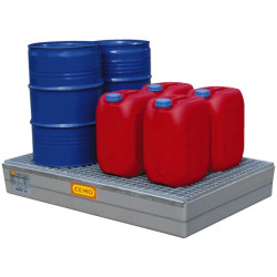 Bac retention 220l p/2 futs bac + caillebotis.galva
