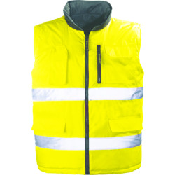 Gilet reversible haute visibilite hiway jaune gris taille l
