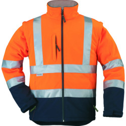 Veste hi-viz softshell 3m capuche integree orange marine taille m
