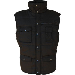 Gilet col officier domval noir canvas - l