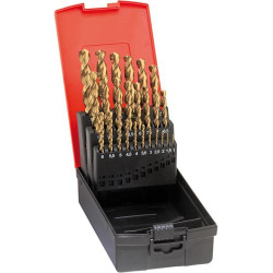 Jeu de forets hélicoïdaux din338 hsse rectifié type fu tin 1-10mm format