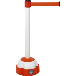 Poteau pvc signalisation sur socle balise tete à sangle rouge blanc 070