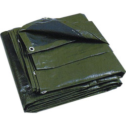 Bache lourde pro polyethylene bleu et vert kaki avec oeillets 10 x 15 m
