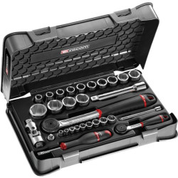 Coffret mixte cliquet + douilles 1/4 et 1/2