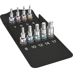 Garn. embouts de tournevis d'1/2 9pcs. Hex a.f. de maintien Wera