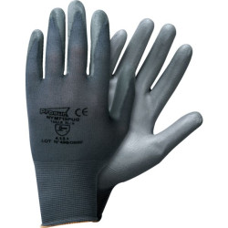 Gant nylon enduit polyurethane jauge 13 gris poignee elastique taille 6