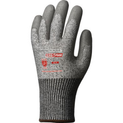 Gants hppe coupure 6 tricot gris enduction de la paume polyurethane t11