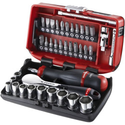 Coffret cliquet HP + douilles 1/4'' 6 pans - boîte NANO