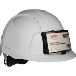 Casque evolite ventile visiere standard etserrage cremaillere blanc avc porte badge