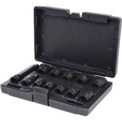 Coffret de douilles à chocs 6 pans 1/2'' - 10 douilles, cardan, rallonge- 12pcs