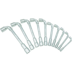 Jeu de 10 clés à pipe débouchées métriques - 6 pans - en boîte