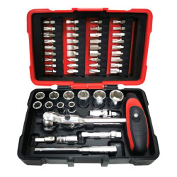 Coffret de douilles et embouts ULTIMATE 1/4'', 52 pièces avec cliquet MODIFIX