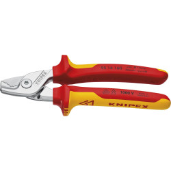 Coupe-câbles VDE avec poignées multicomposant 160mm Forme tête mince KNIPEX