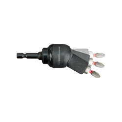 Renvoi d'angle cardan visseuse a chocs + 10 embouts de vissage - 1 x ph1 / 2 x ph2 - 1 x pz1 / 2 x p