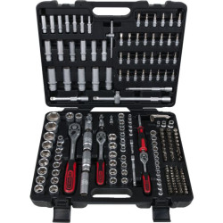 Coffret de douilles et accessoires 1/4'+3/8'+1/2', 195 pcs