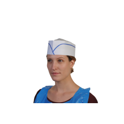 Calot papier blanc liseré bleu Taille unique (x100)