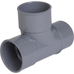 Té pied de biche 87°30 femelle/femelle PVC gris