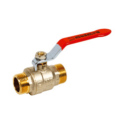 Vanne Male/Male Laiton Levier Plat Rouge