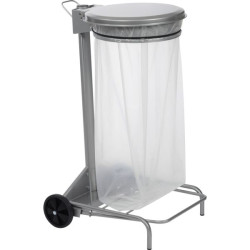 Poubelle mobile collecroule gris a pedale pour sac 110l