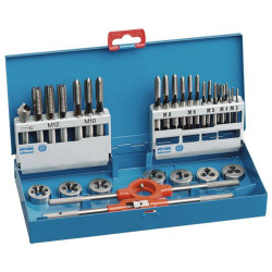 Coffrets mixtes mix tarauds/filières taps/dies diam 7 jeux de 3 tarauds main hss / 7 filières hss m3