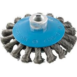 Brosse conique acier m14 torsadee 115x mm format