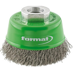 Brosse boisseau inox m14 ondulee 60x mm format
