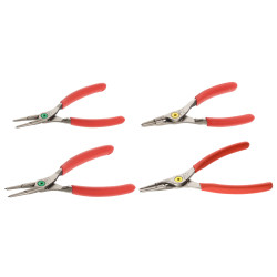Jeu de 4 pinces circlips intérieures/ extérieures, becs droits, 12 à 25mm et 18 à 60mm