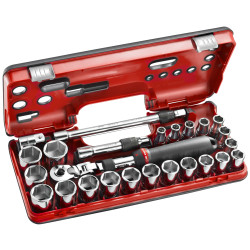 Coffret dbox cliquet extensible verrouillage + douilles 1/2 6 pans 25 pcs
