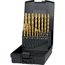 Jeu de 19 forets hp2 hss-e revet.tin affut.croix 1 a 10 par 0.5mm
