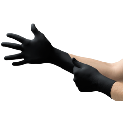 Bte 100 gants microflex noir en nitrile non poudre. ep.0.12 t7.5-8
