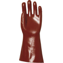Gant pvc/coton 35 cm rouge 10