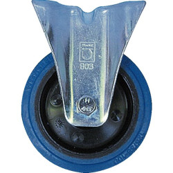 Roulette caoutchouc elastique bleu pivotante diam. 125 h. 155