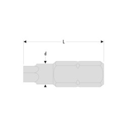 Embout 1/4 carre n 3 long 25mm