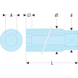 Douille 1/2' longue 6p. 32 mm