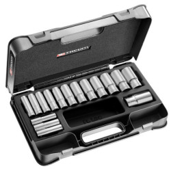 Coffret douil 1/2' longues 12p mm 16pc