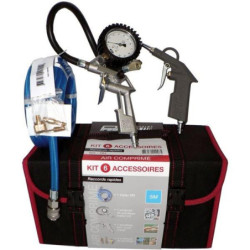 Kit valisette nylon 7 accessoires tuy 10m pro + poignee metal + pistolet peinture + soufflette + 3 e