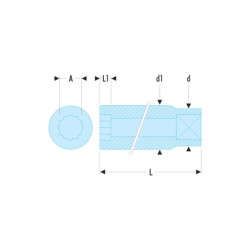 Douille 1/2' longue 12p. 17 mm