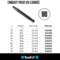 Embout carre sq 1 l25