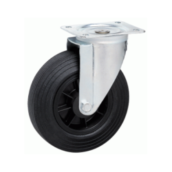 Roulette portroll noire d.125 -pivotante a platine -