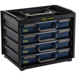 Armoire portative HandyBox plastique avec 4 mallettes à compartiments bleu raaco