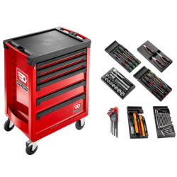 Servante 6 tiroirs roll m3 rouge avec composition 69 outils