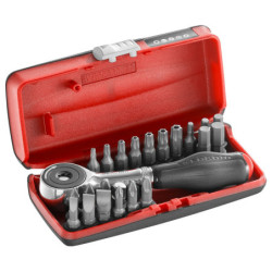 Coffret porte embout à cliquet manche rotatif + 22 embouts de vissage