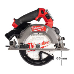 M18 fcsdc165-0c - scie circulaire fuel 66mm, 18v, sans batterie avec adaptateur rail de guidage