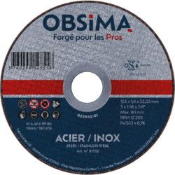 Disque a tronconner obsima diam. 125 x 1.6 mm inox