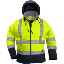 Veste hi-viz softshell 3m capuche integree jaune marine taille xl